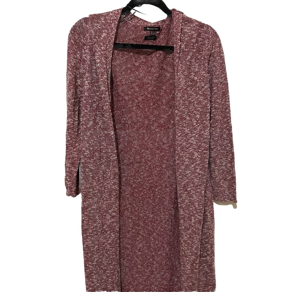 Massimo Dutti Longlined Marled‎ Italian Yarn Open Front Duster Cardigan Size L